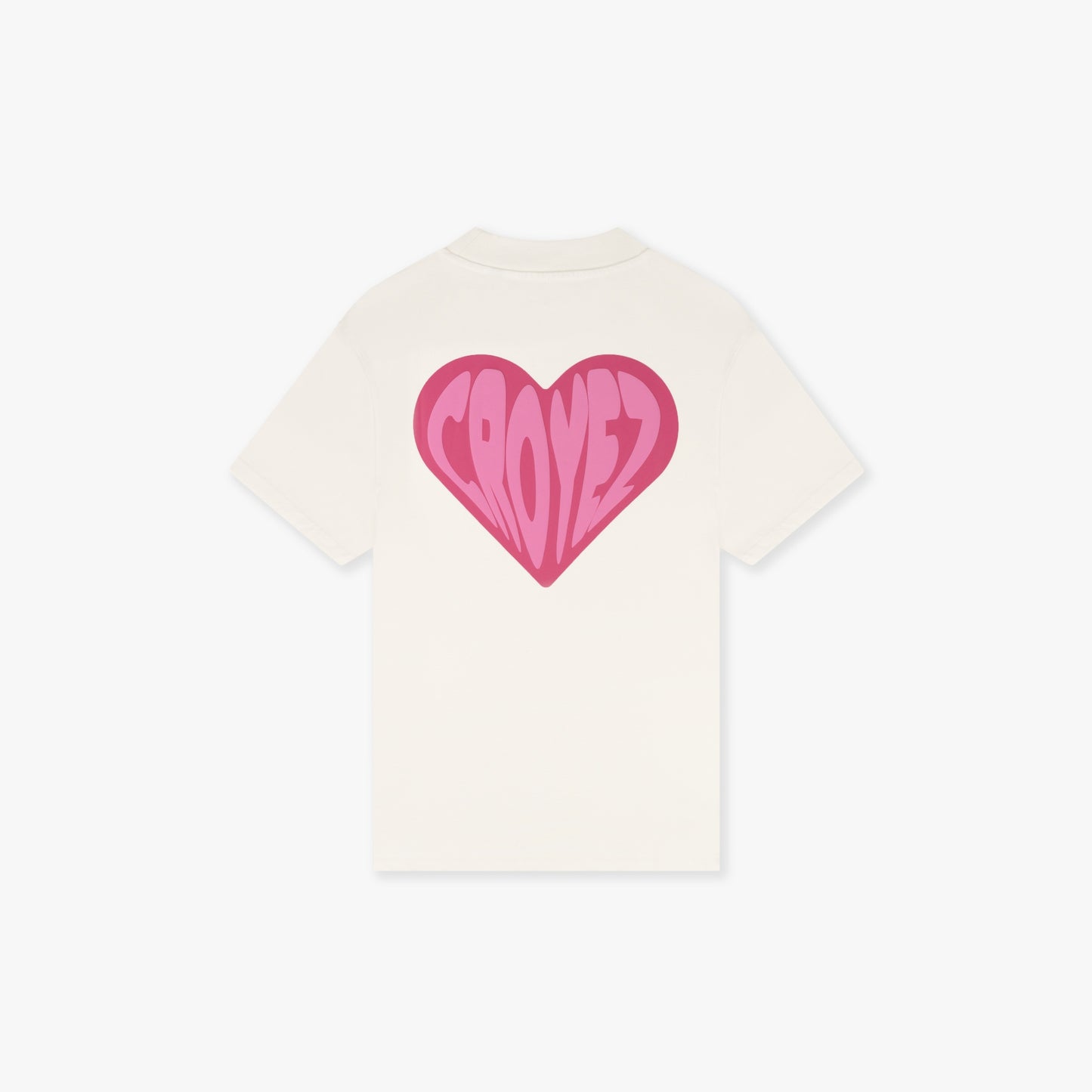 CROYEZ PUFFED HEART T-SHIRT - OFF-WHITE/PINK