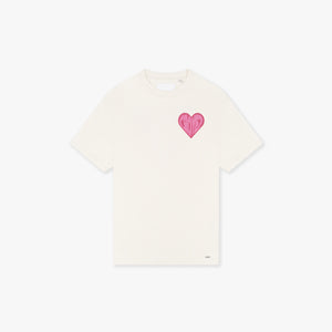 CROYEZ PUFFED HEART T-SHIRT | OFF-WHITE/PINK