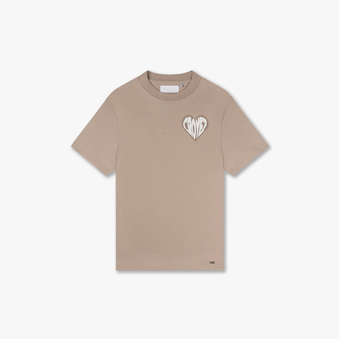 CROYEZ PUFFED HEART T-SHIRT - SAND