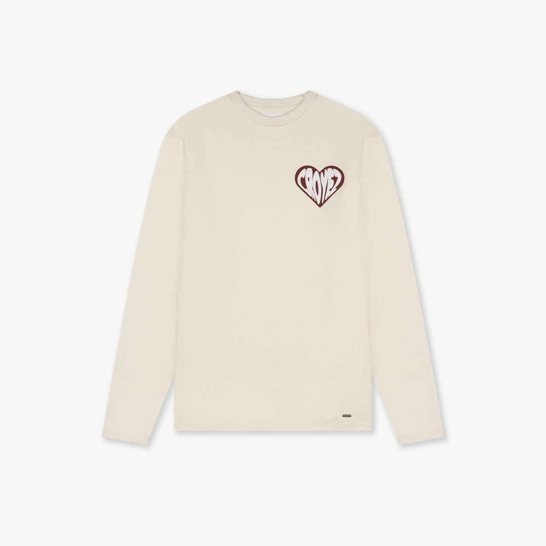 CROYEZ PUFFED HEART LONGSLEEVE T-SHIRT - OFF-WHITE