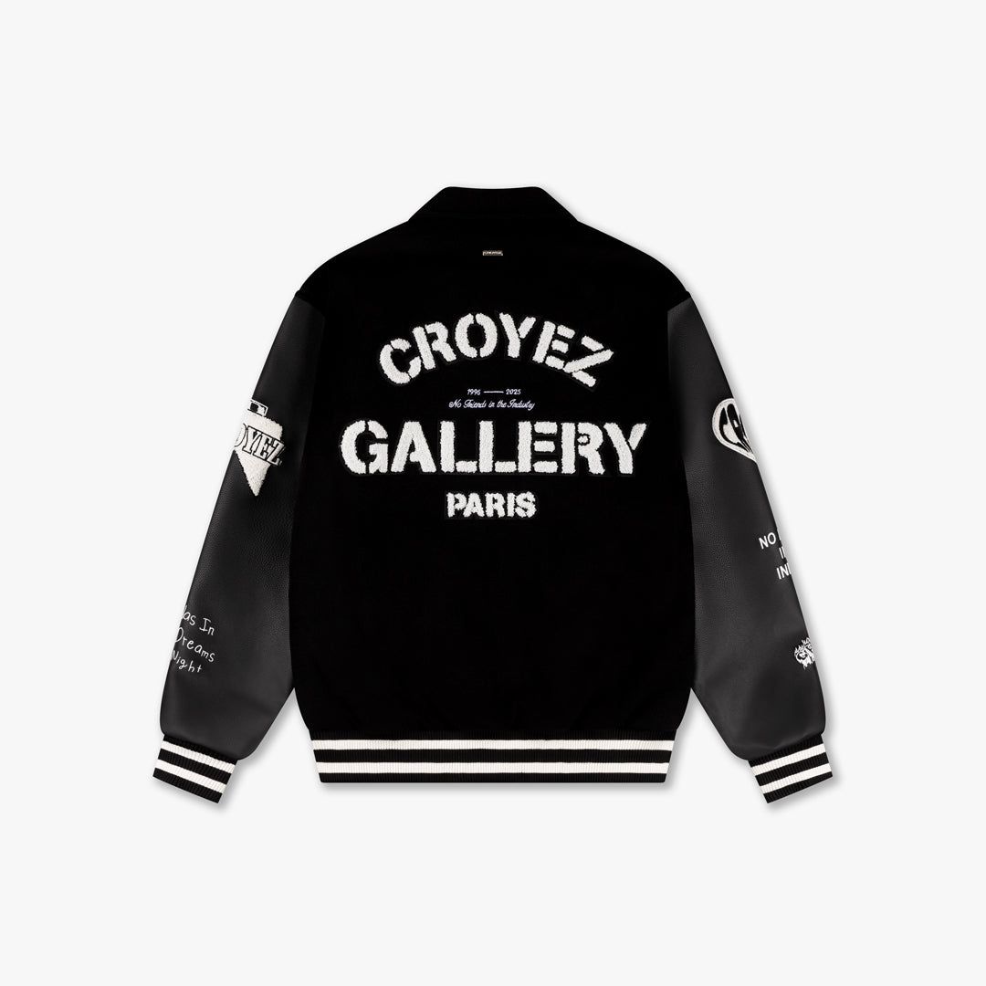 CROYEZ ARTWORK VARSITY JACKET - BLACK