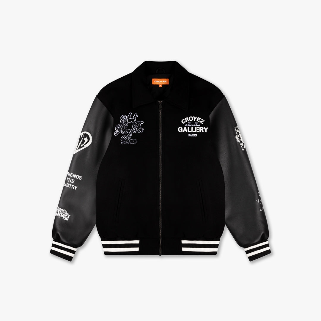 CROYEZ ARTWORK VARSITY JACKET - BLACK