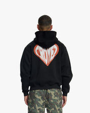 Croyez Puffed Heart Zip Hoodie | Black/Orange