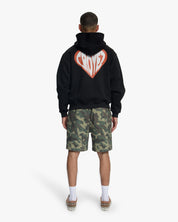 Croyez Puffed Heart Zip Hoodie | Black/Orange