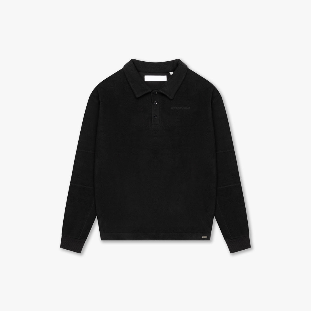 CROYEZ FLEECE POLO SWEATER | BLACK