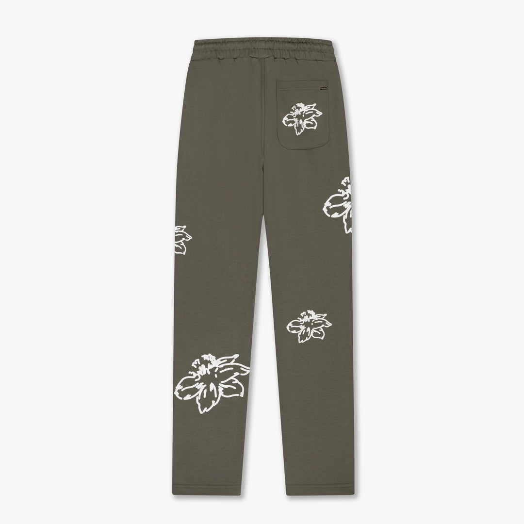 CROYEZ STRAIGHT LEG FLOWER SWEATPANTS | DUSTY OLIVE
