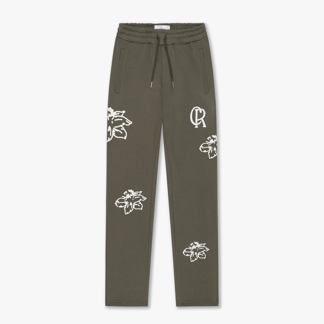 CROYEZ STRAIGHT LEG FLOWER SWEATPANTS | DUSTY OLIVE