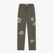 CROYEZ STRAIGHT LEG FLOWER SWEATPANTS | DUSTY OLIVE