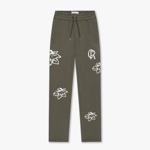 CROYEZ STRAIGHT LEG FLOWER SWEATPANTS | DUSTY OLIVE