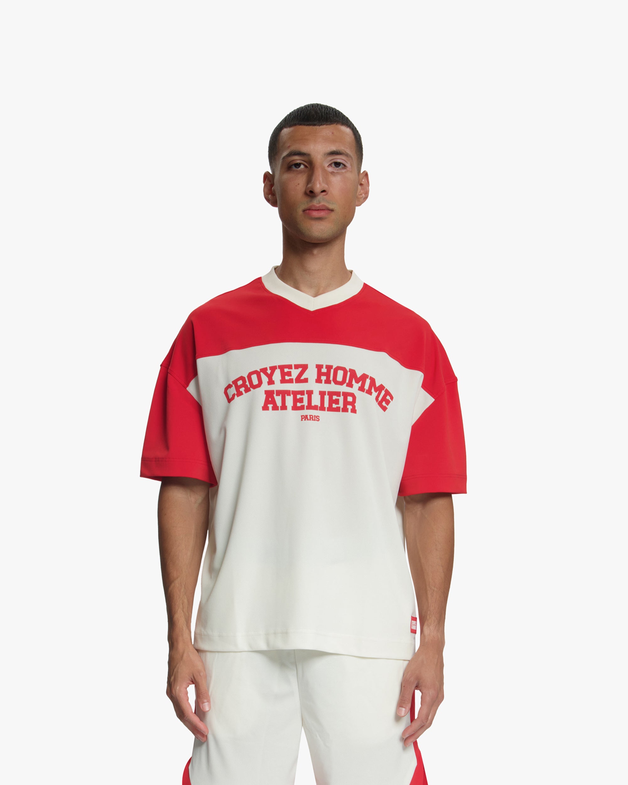 Croyez Jersey Sport T-Shirt | Off-White/Red