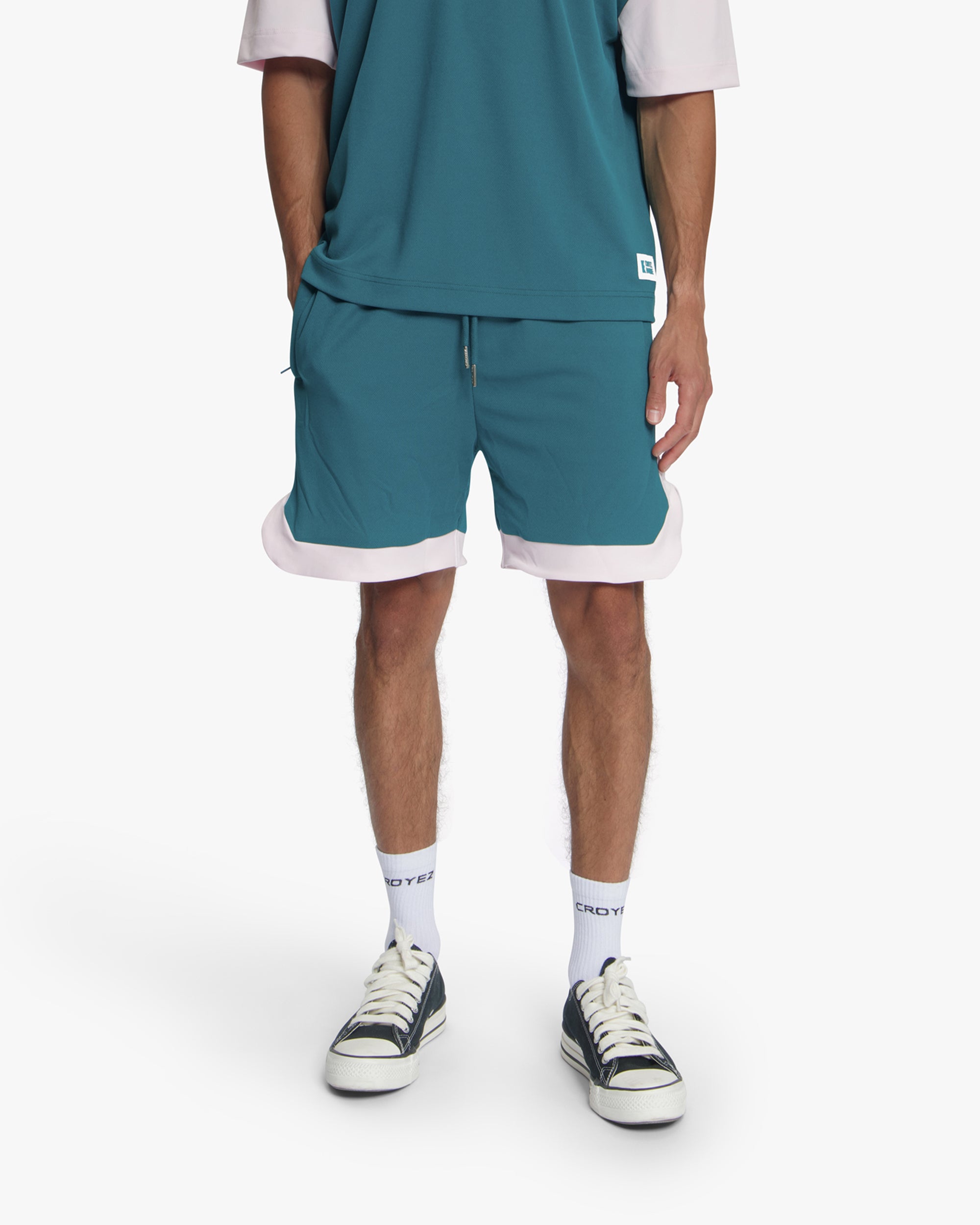 Croyez Jersey Sport Shorts | Dark Teal/Pink