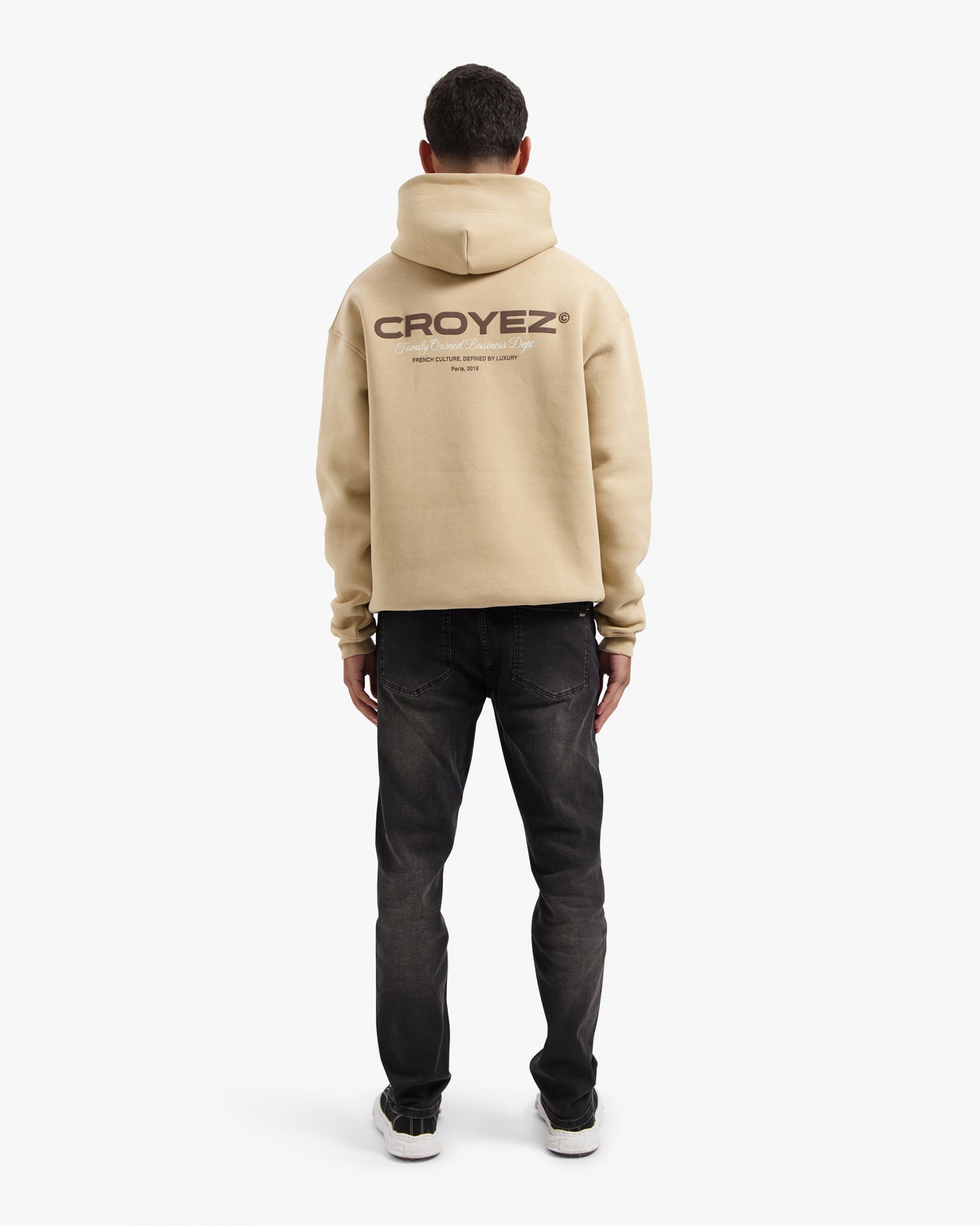 CROYEZ FAMILY OWNED BUSINESS HOODIE - BEIGE/BROWN