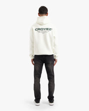 CROYEZ FAMILY OWNED BUSINESS HOODIE | OFF-WHITE/DARK GREEN