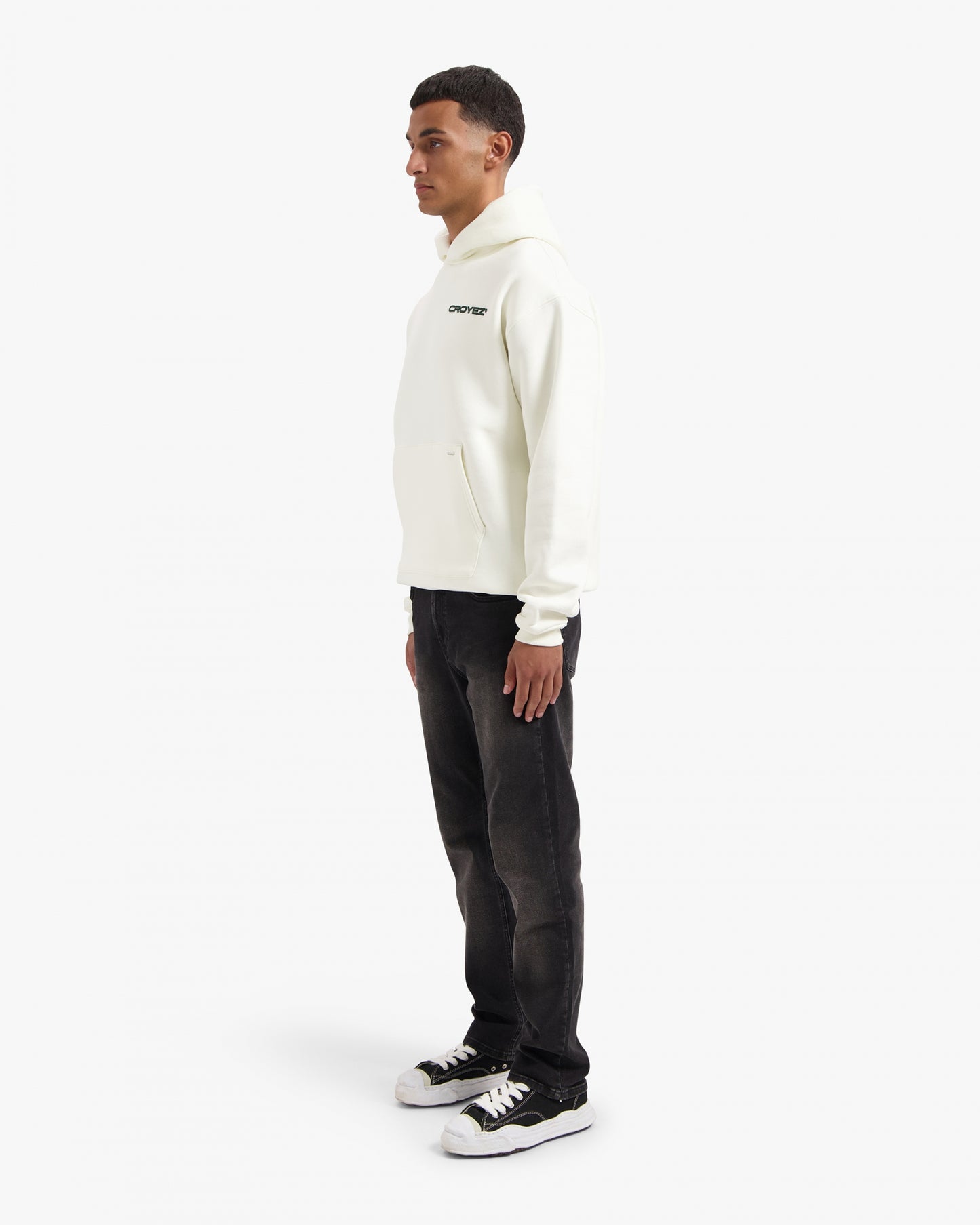 CROYEZ FAMILY OWNED BUSINESS HOODIE - OFF-WHITE/DARK GREEN