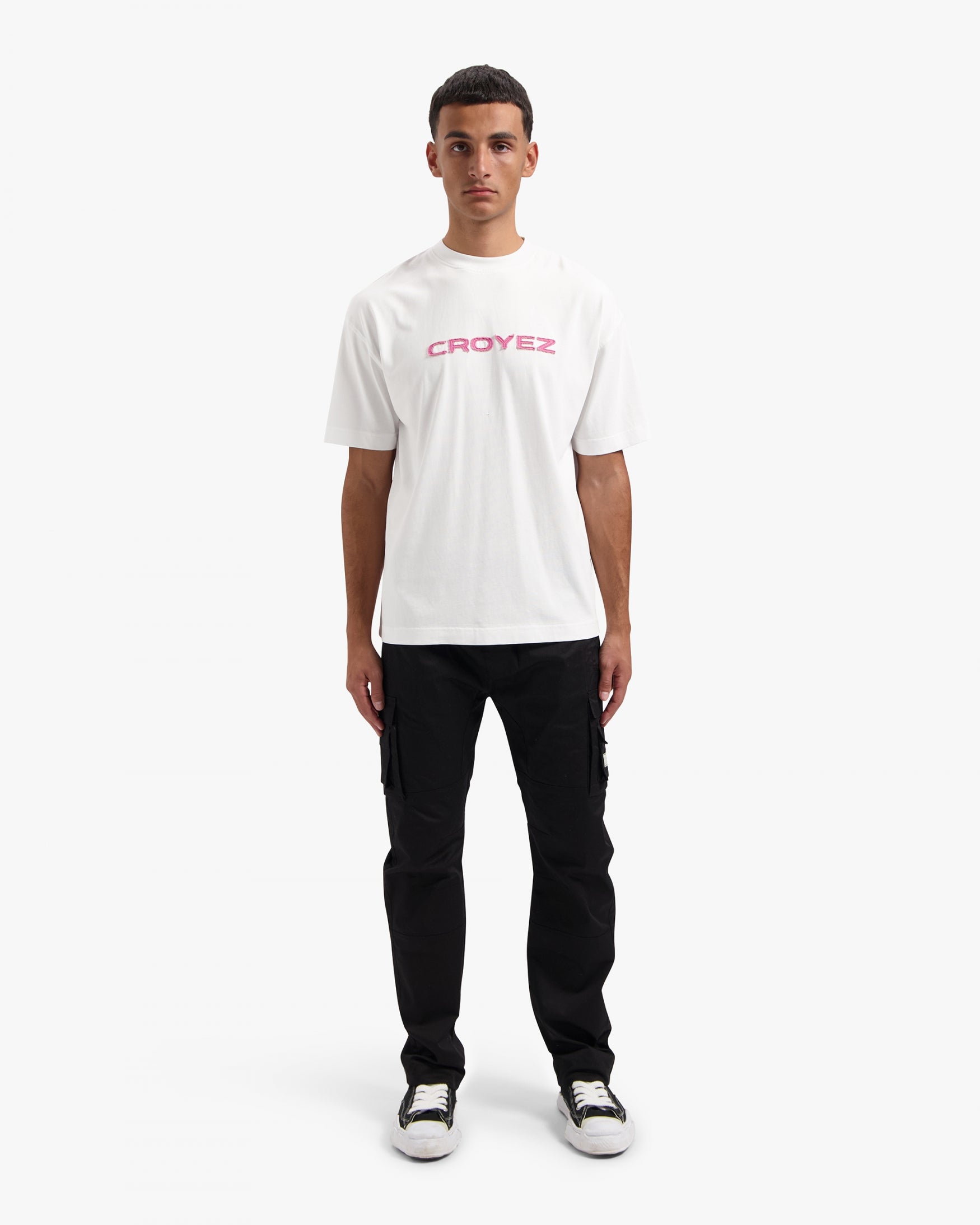 CROYEZ CUTOUT T-SHIRT | WHITE / HOT PINK