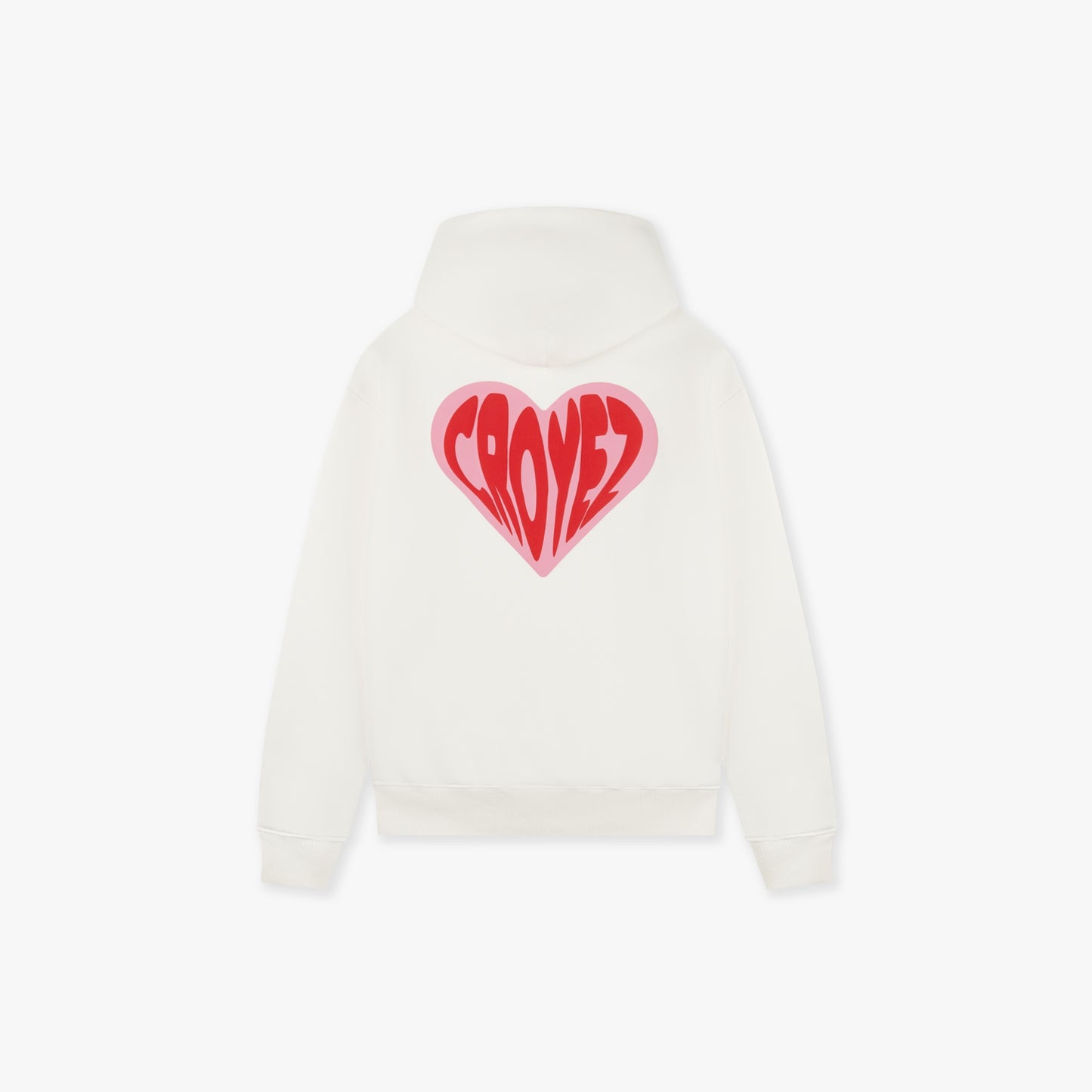 CROYEZ PUFFED HEART HOODIE - OFF-WHITE/RED