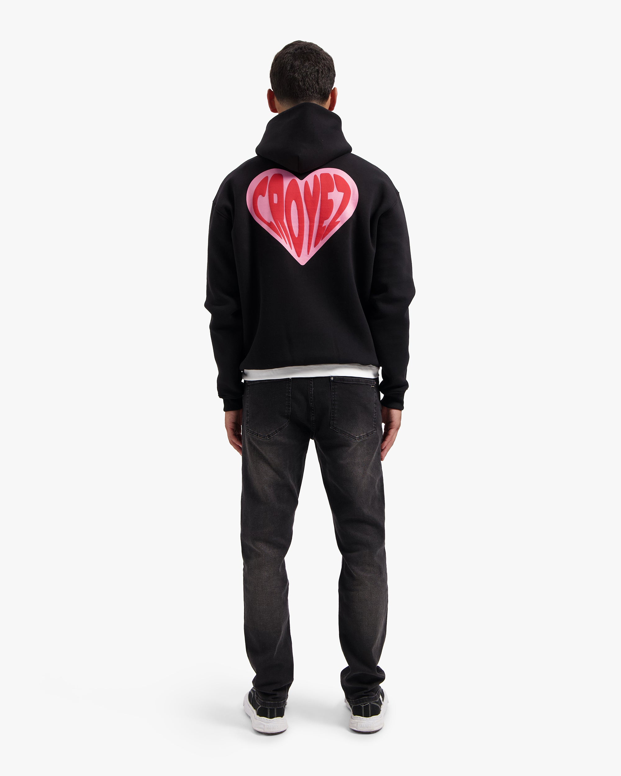 CROYEZ PUFFED HEART HOODIE | BLACK/RED