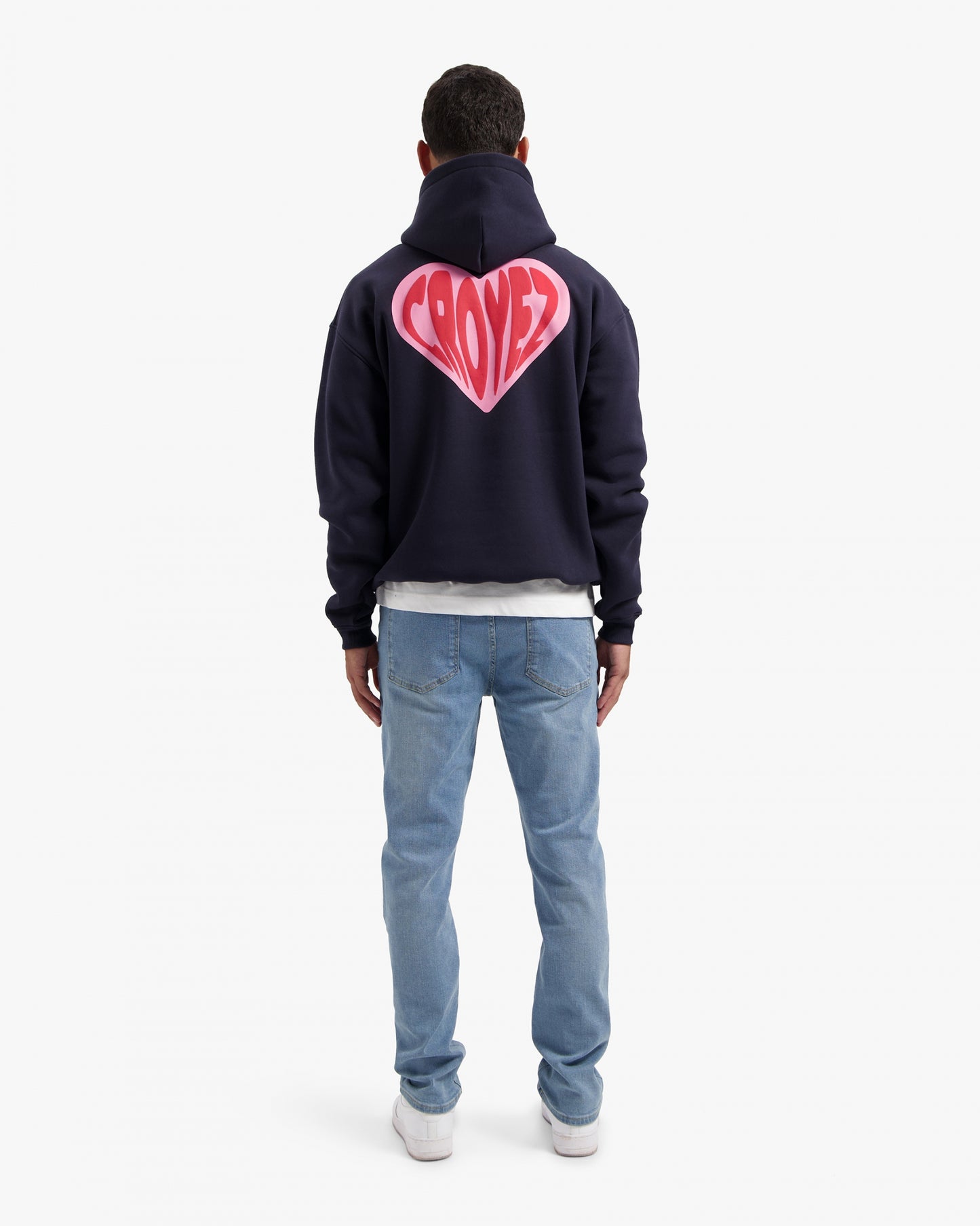 CROYEZ PUFFED HEART HOODIE - NAVY/RED