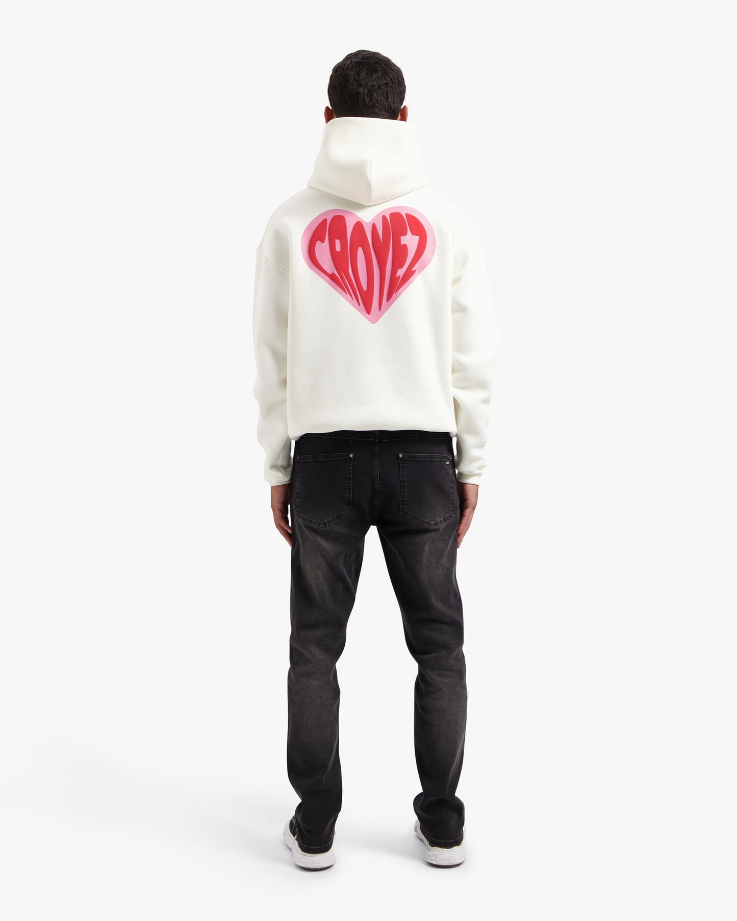 CROYEZ PUFFED HEART HOODIE - OFF-WHITE/RED