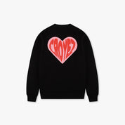 CROYEZ PUFFED HEART SWEATER | BLACK/RED