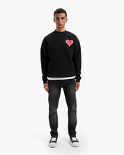 CROYEZ PUFFED HEART SWEATER | BLACK/RED