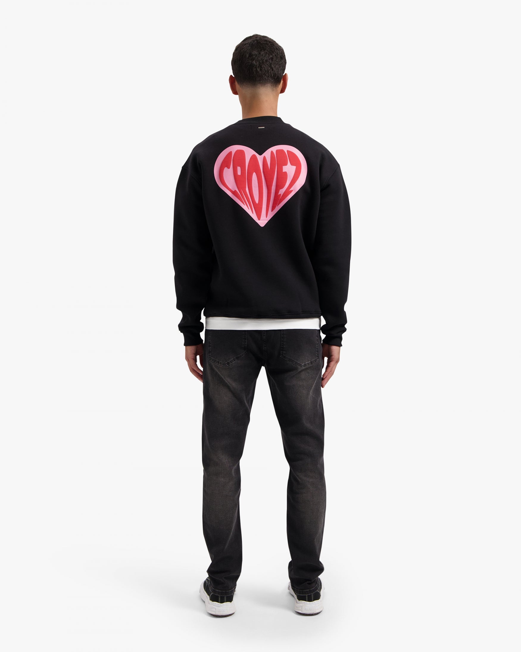 CROYEZ PUFFED HEART SWEATER | BLACK/RED