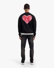 CROYEZ PUFFED HEART SWEATER | BLACK/RED