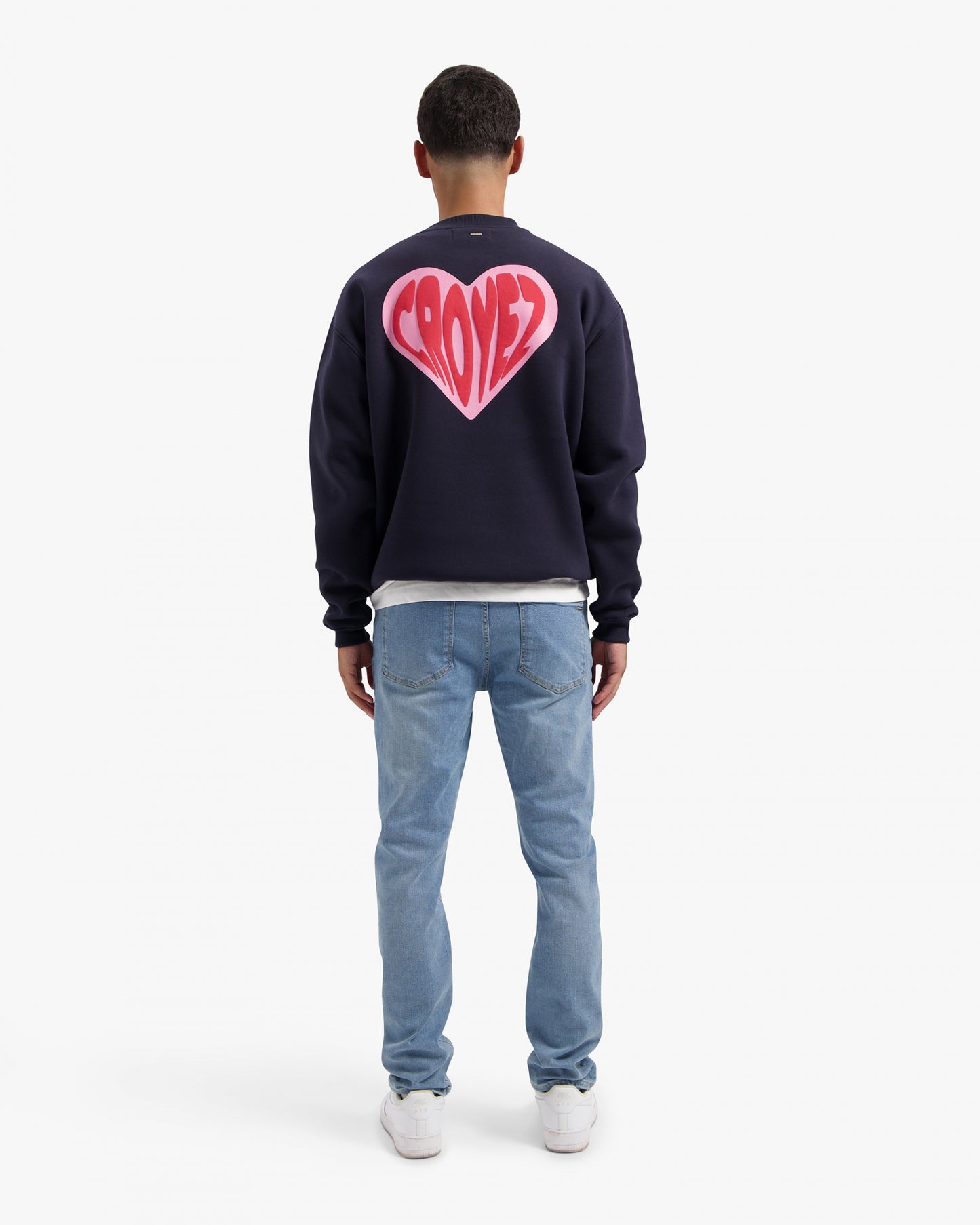 CROYEZ PUFFED HEART SWEATER - NAVY/RED