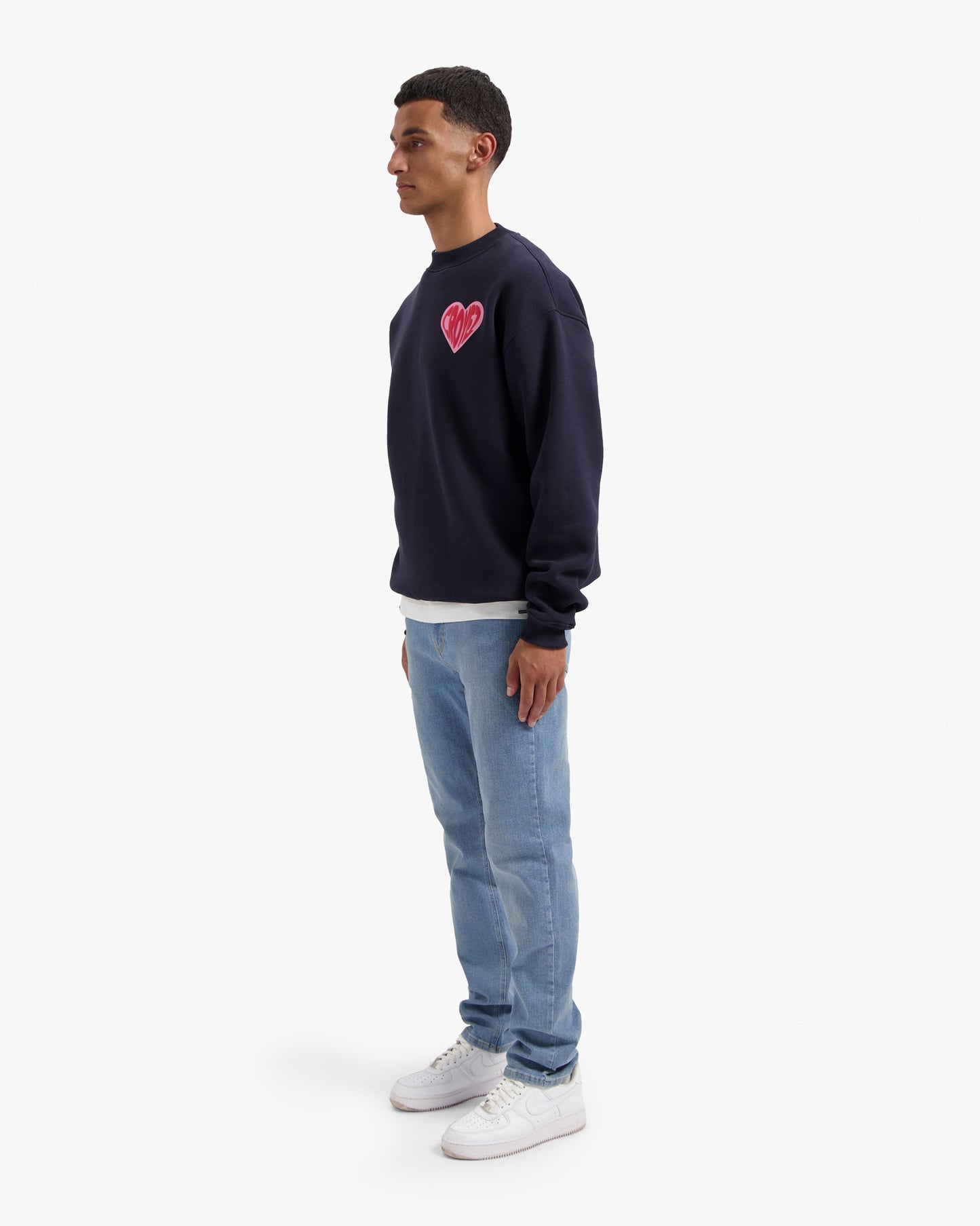 CROYEZ PUFFED HEART SWEATER - NAVY/RED