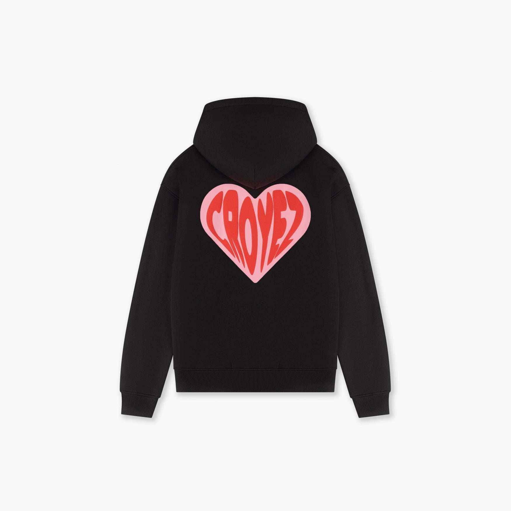 CROYEZ PUFFED HEART ZIP HOODIE | BLACK/RED