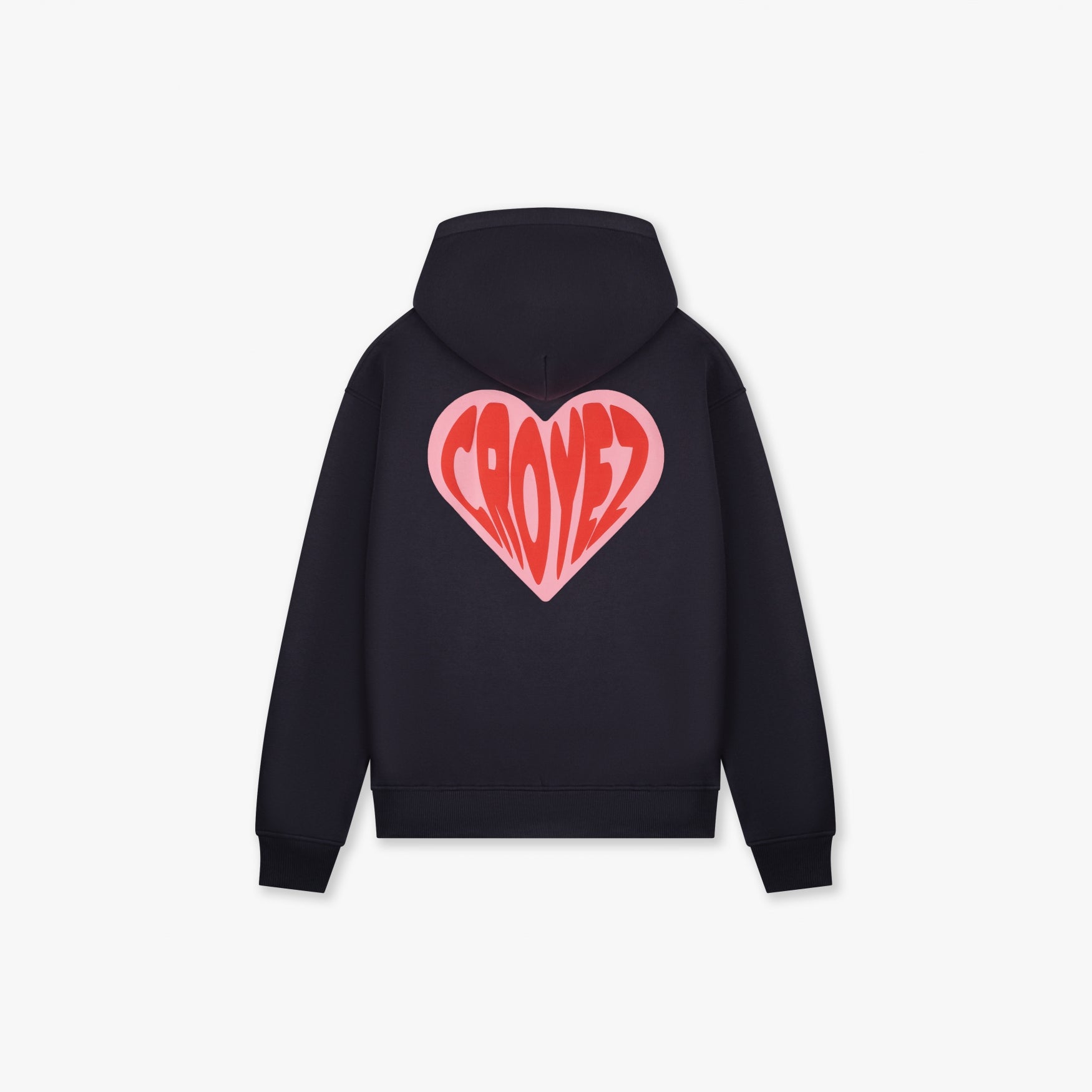 CROYEZ PUFFED HEART ZIP HOODIE | NAVY/RED