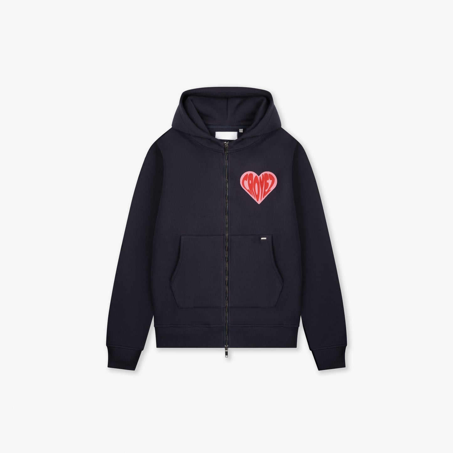 CROYEZ PUFFED HEART ZIP HOODIE - NAVY/RED