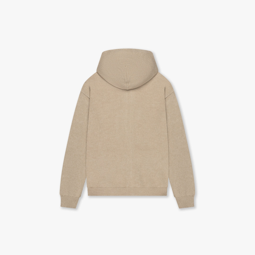 CROYEZ FLUFFY ESSENCE KNIT ZIP-HOODIE | SAND