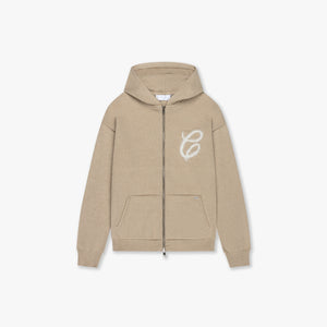 CROYEZ FLUFFY ESSENCE KNIT ZIP-HOODIE | SAND