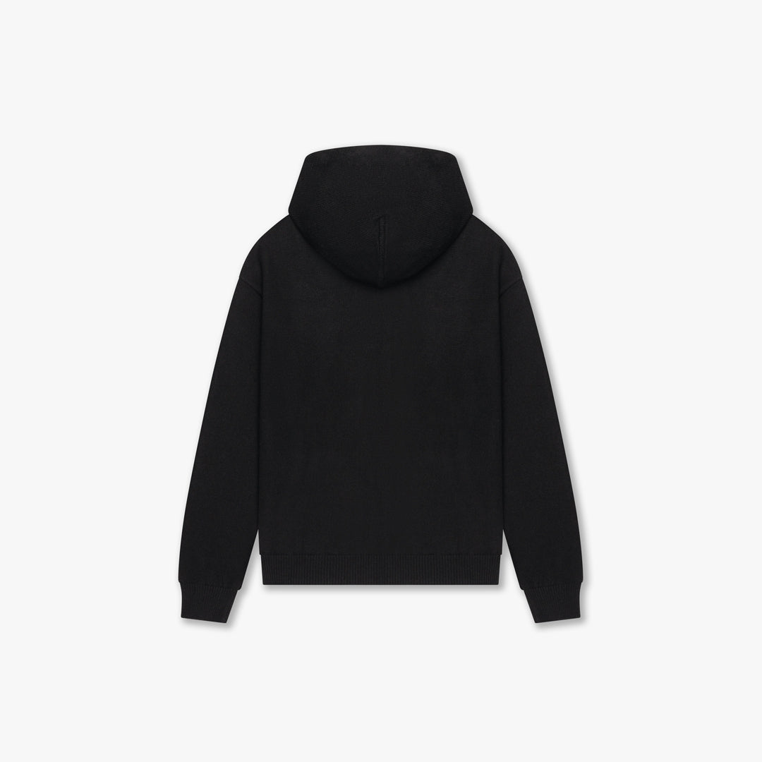 CROYEZ FLUFFY ESSENCE KNIT ZIP-HOODIE | BLACK