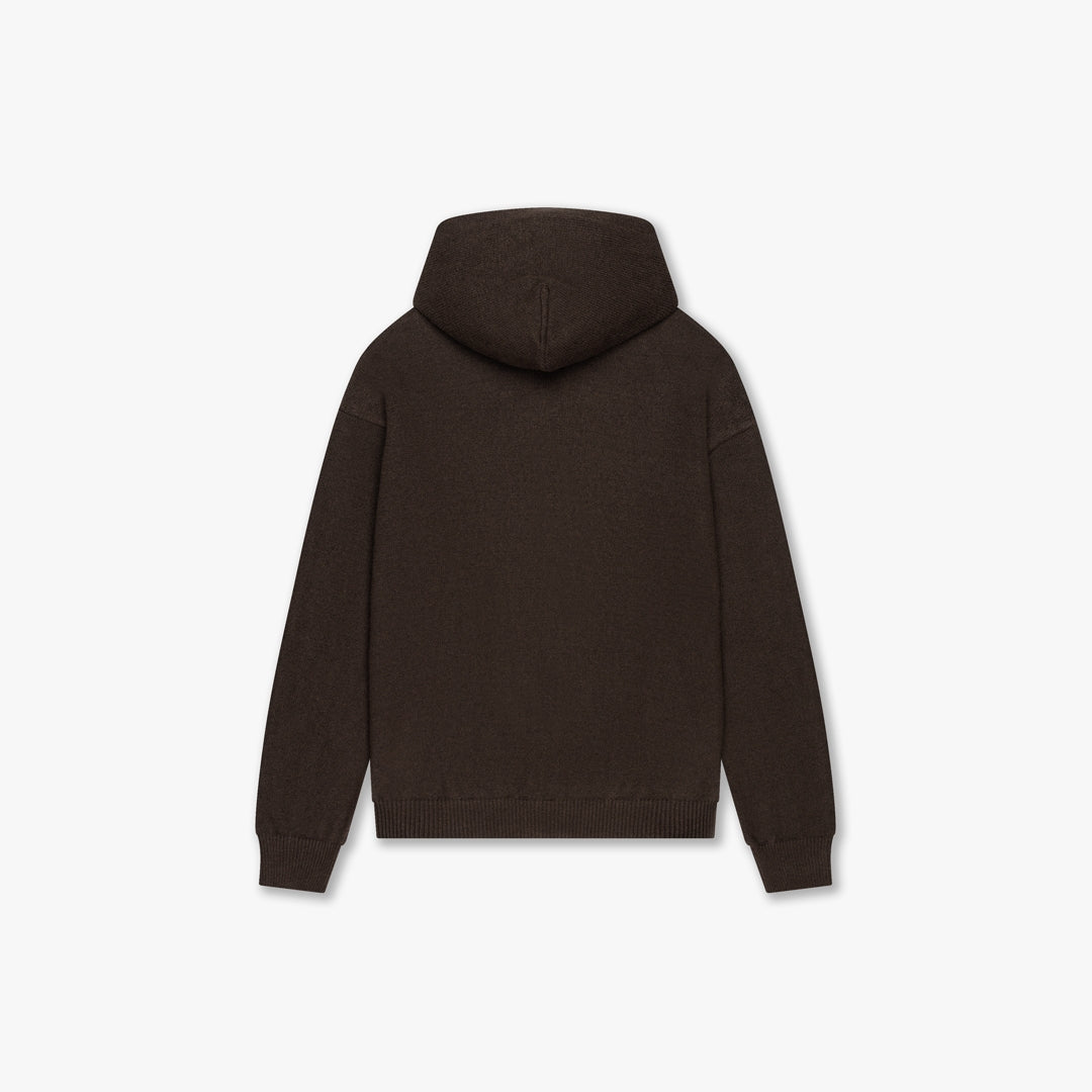 CROYEZ FLUFFY ESSENCE KNIT ZIP-HOODIE | BROWN