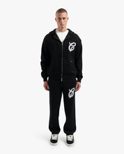 CROYEZ FLUFFY ESSENCE KNIT ZIP-HOODIE | BLACK