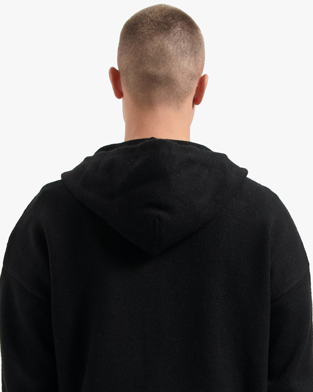 CROYEZ FLUFFY ESSENCE KNIT ZIP-HOODIE | BLACK