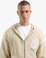 CROYEZ FLUFFY ESSENCE KNIT ZIP-HOODIE | SAND