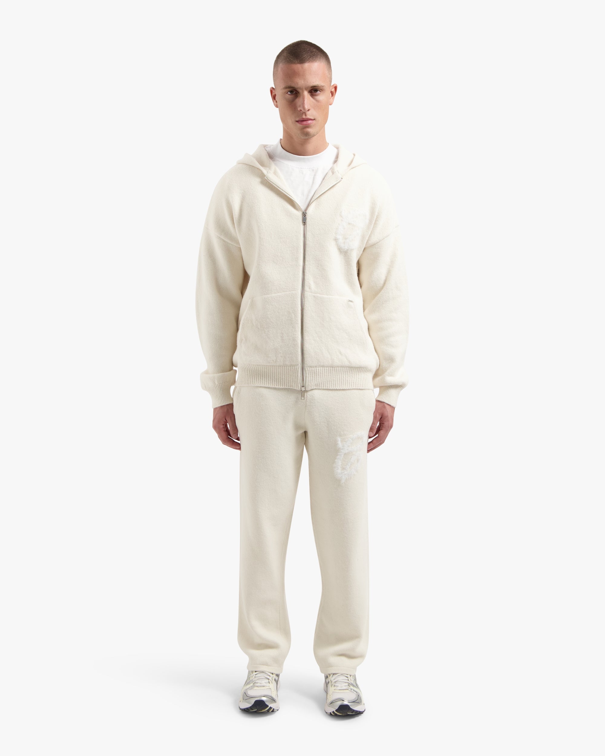 CROYEZ FLUFFY ESSENCE KNIT ZIP-HOODIE | CREAM