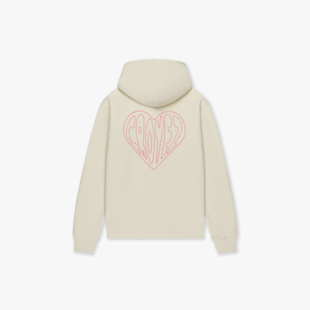 CROYEZ STITCHED HEART HOODIE | OFF-WHITE