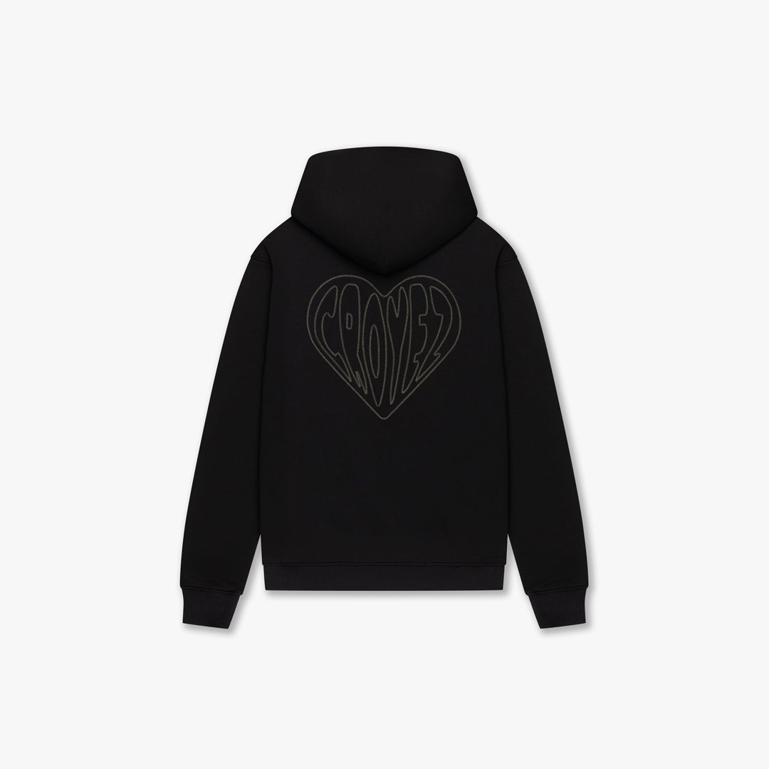CROYEZ STITCHED HEART HOODIE | BLACK