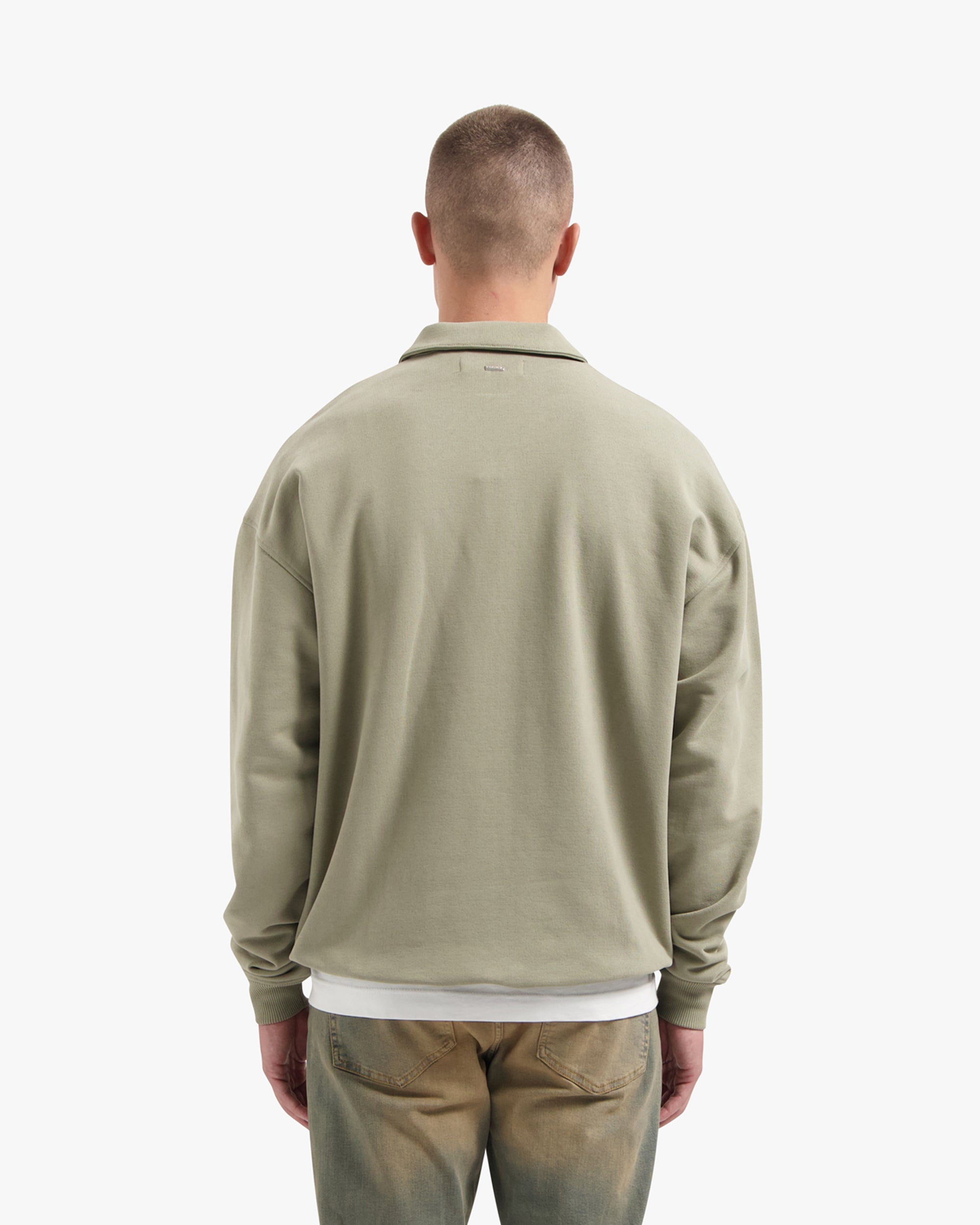 CROYEZ ETIQUETTE HALF-ZIP SWEATER | DUSTY OLIVE