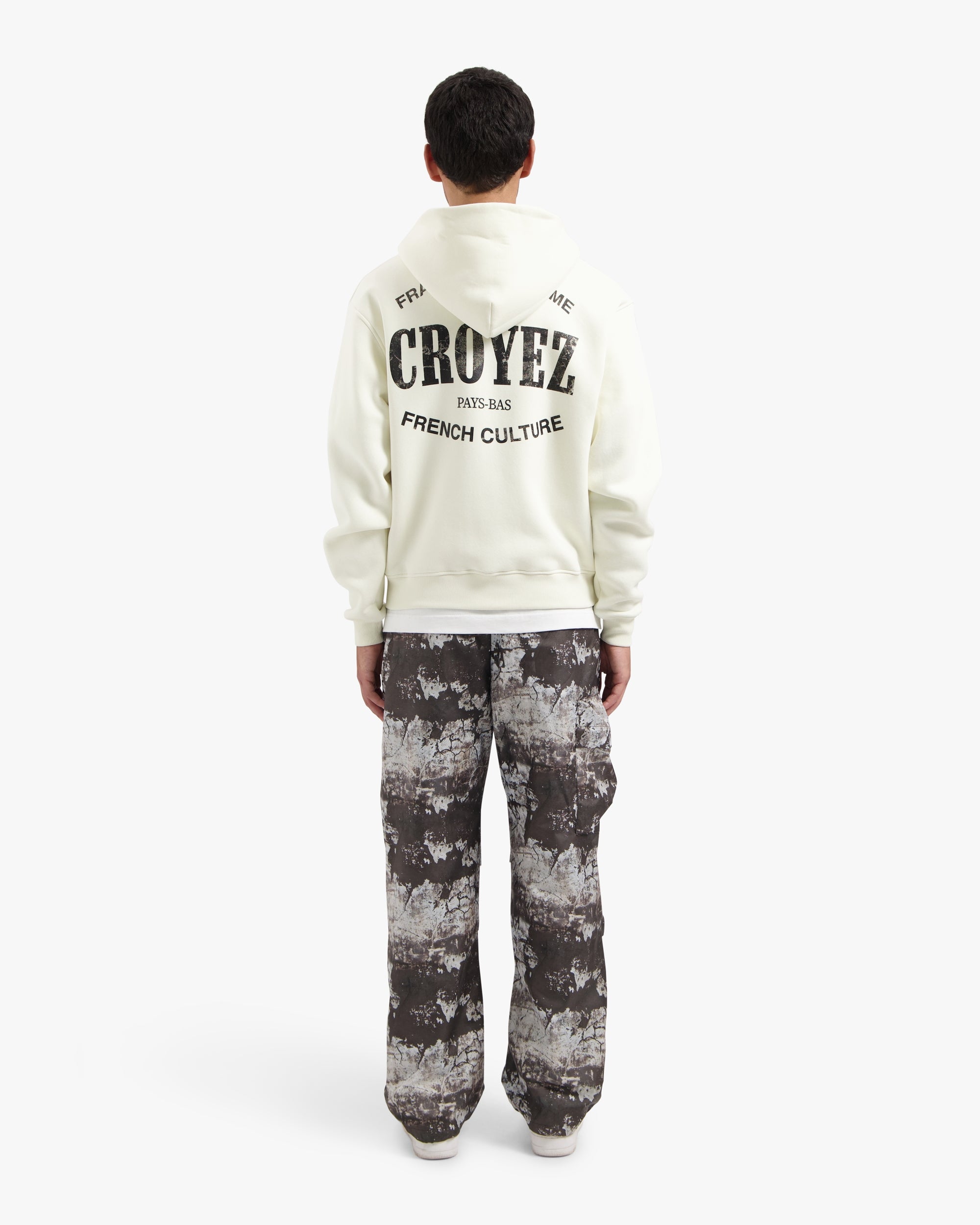 CROYEZ DAMAGED STAMP ZIP HOODIE | OFF-WHITE