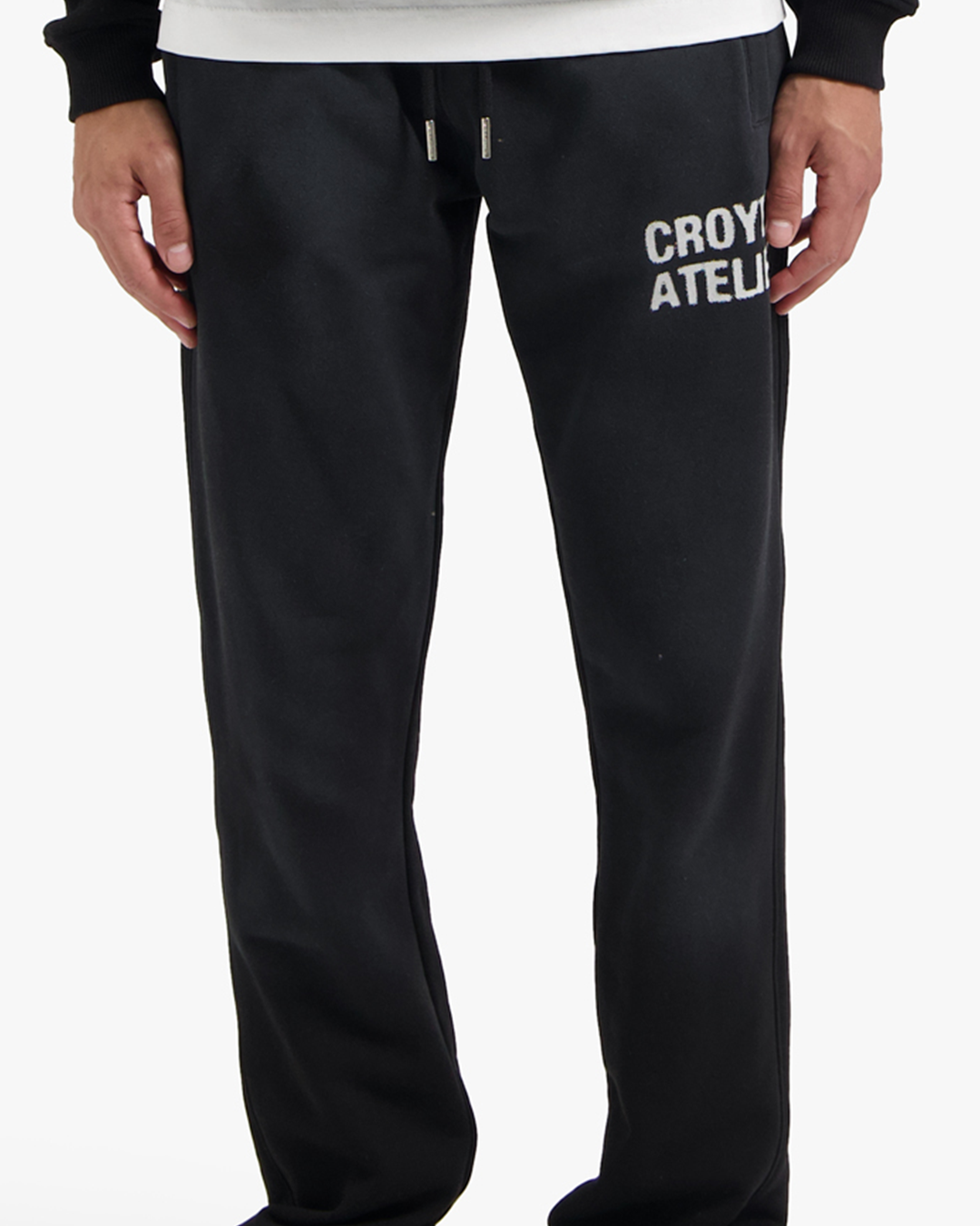 CROYEZ SPRAYED ATELIER STRAIGHT LEG SWEATPANTS | BLACK