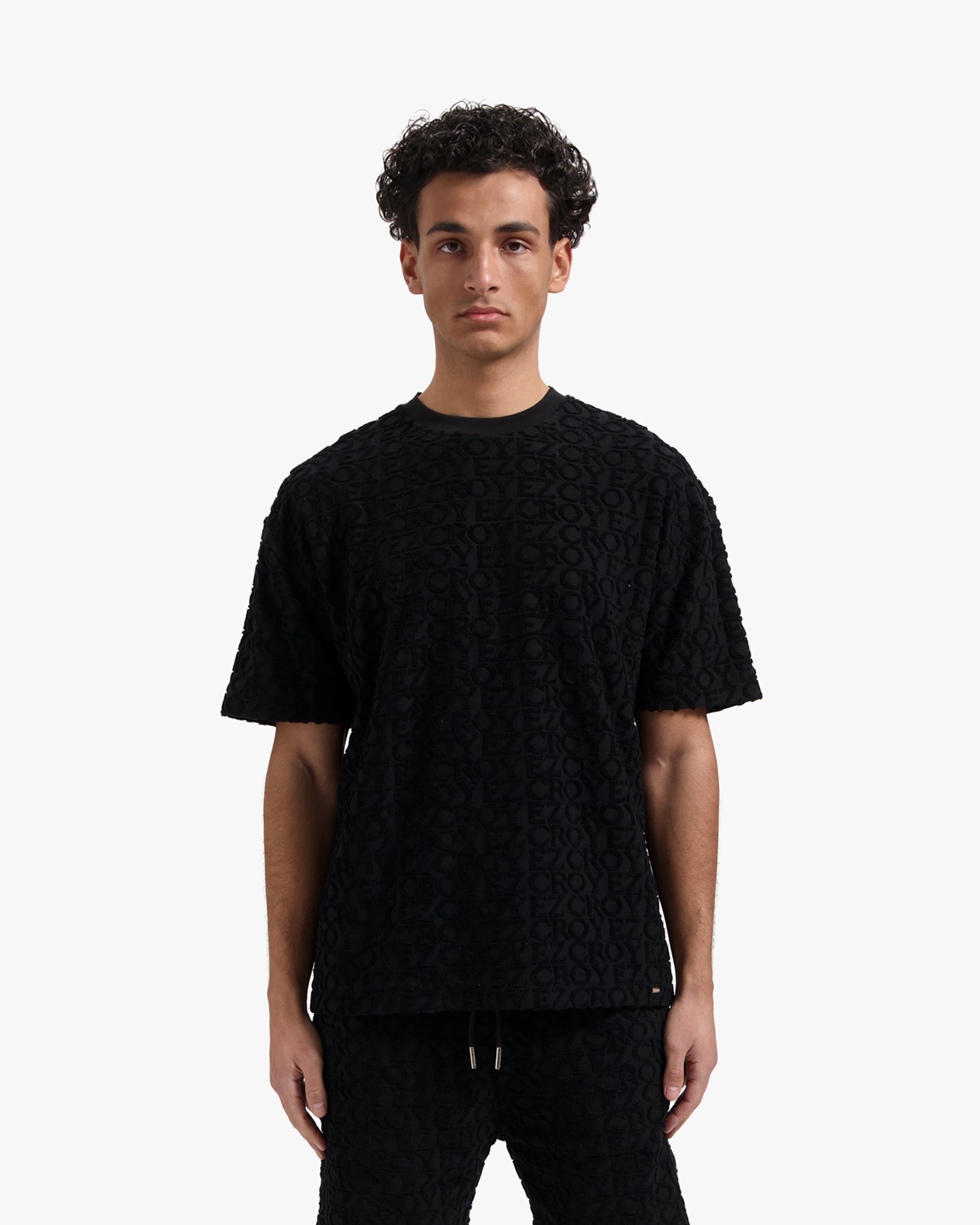 CROYEZ MONOGRAM TOWELLING T-SHIRT | BLACK