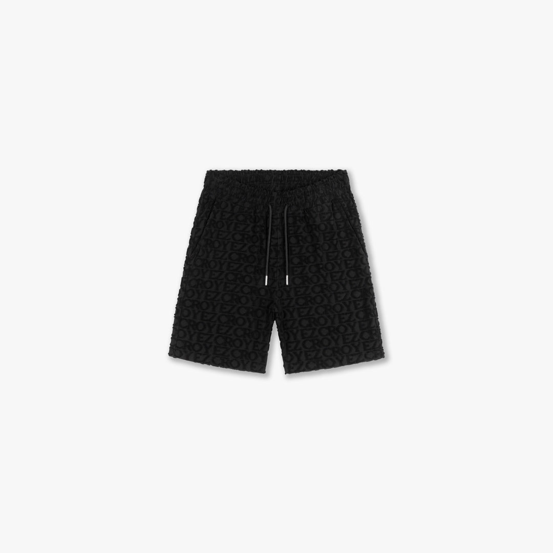 CR2-SS25-23-Croyez_Monogram_Towelling_Shorts-Black_Front.jpg