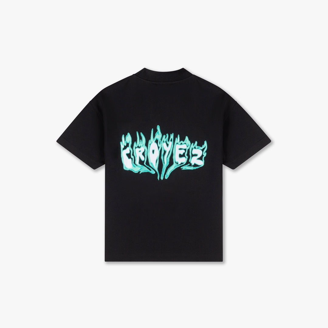 CROYEZ FLAMING LOGO T-SHIRT | BLACK