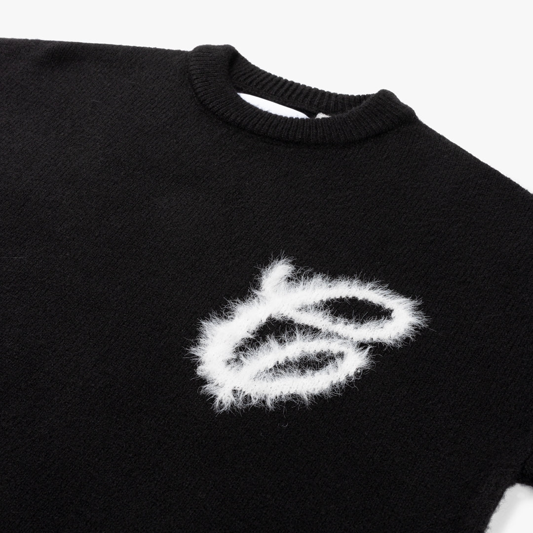 CROYEZ FLUFFY ESSENCE KNIT SWEATER | BLACK