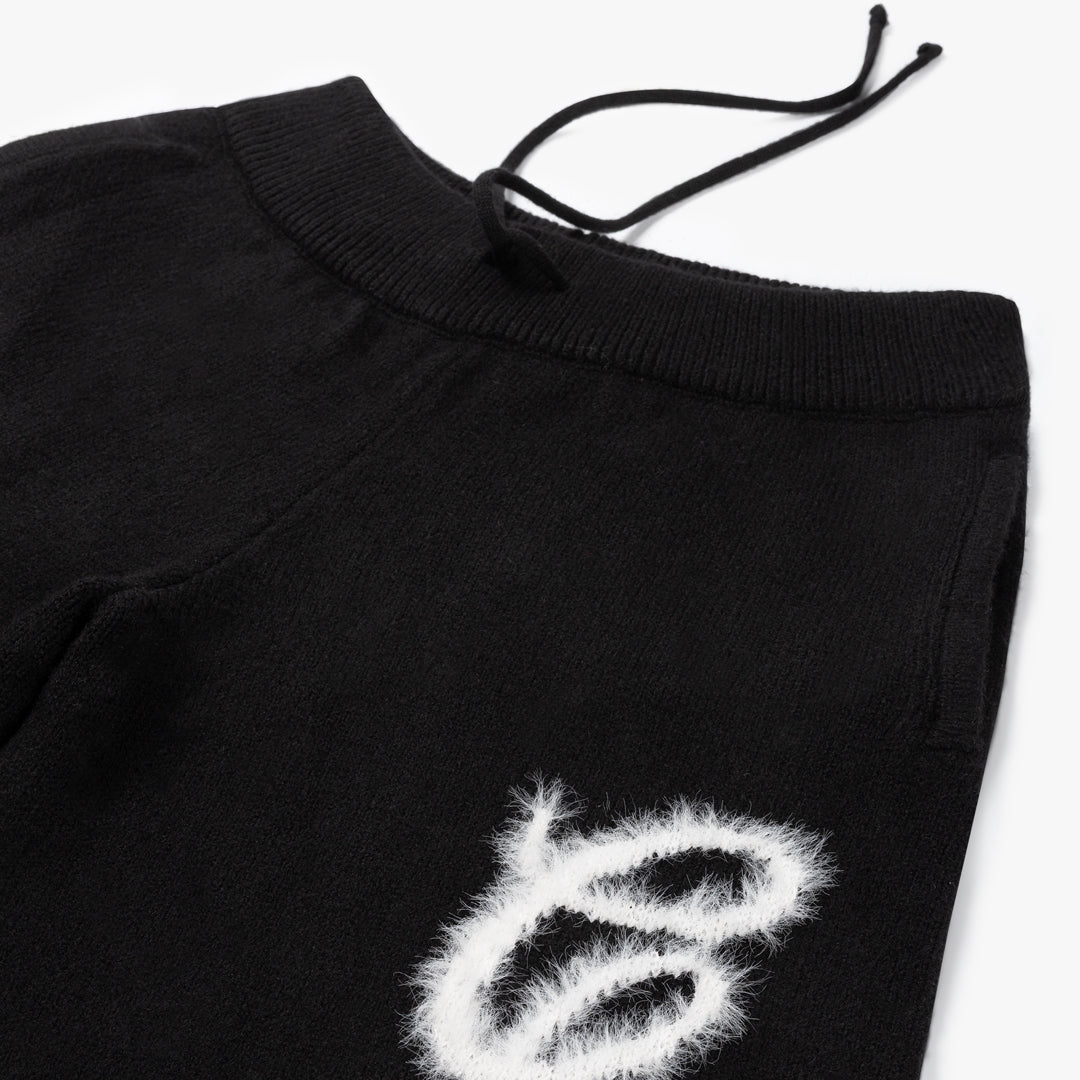 CROYEZ FLUFFY ESSENCE KNIT SWEATPANTS | BLACK